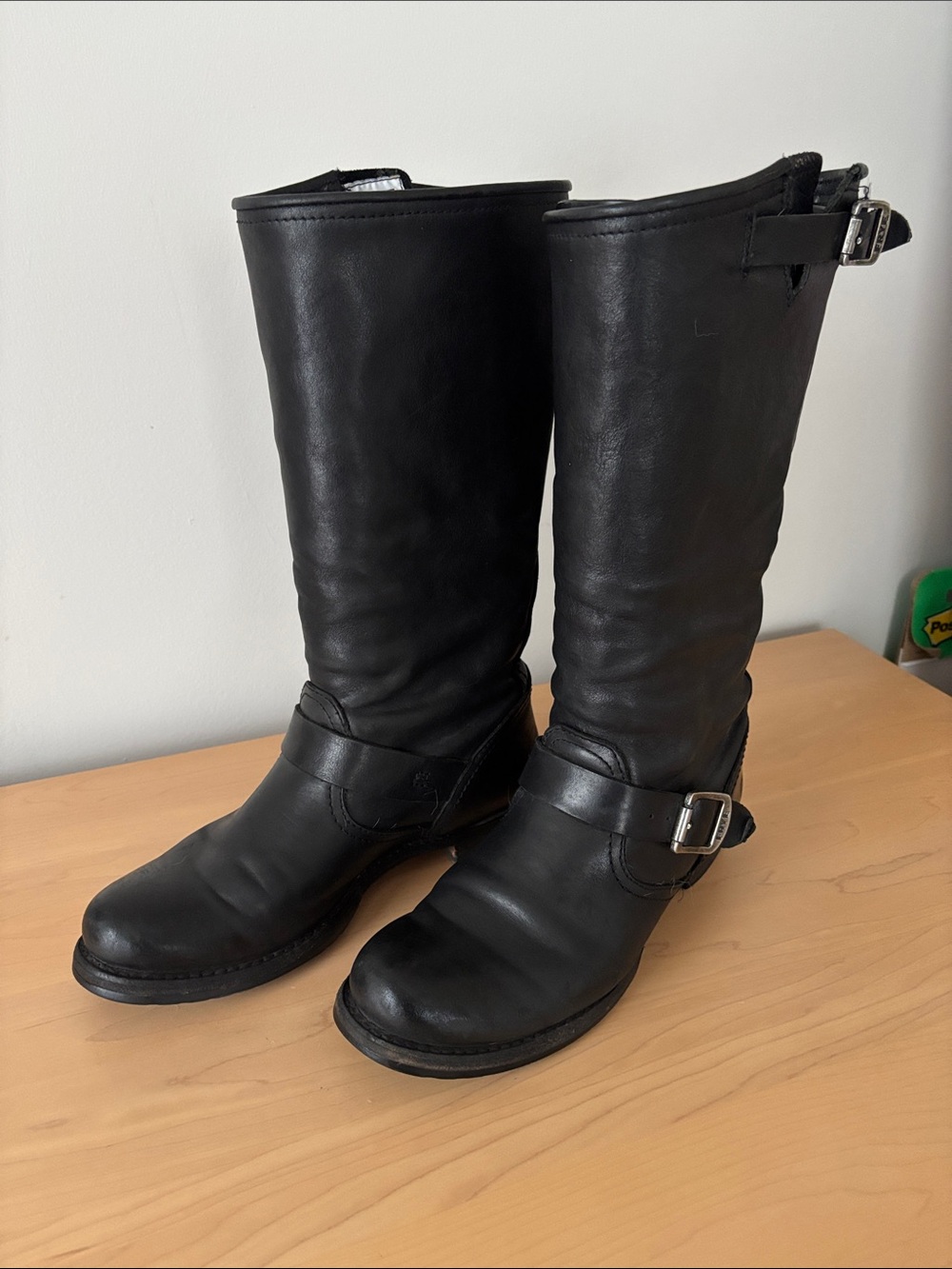 Frye Veronica Slouch Wide Calf Black Leather Boots
